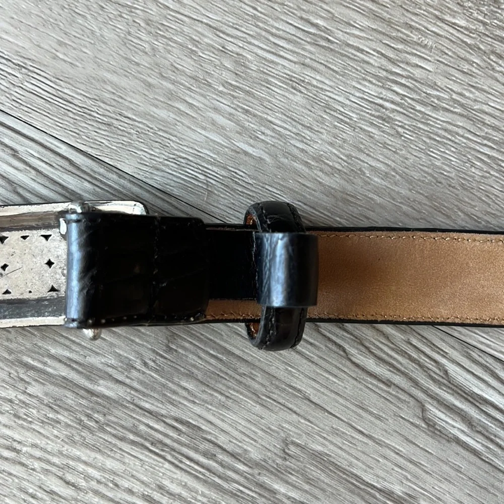 BRIGHTON Embossed Leather Alligator pattern Silver tone Buckle and Tip​